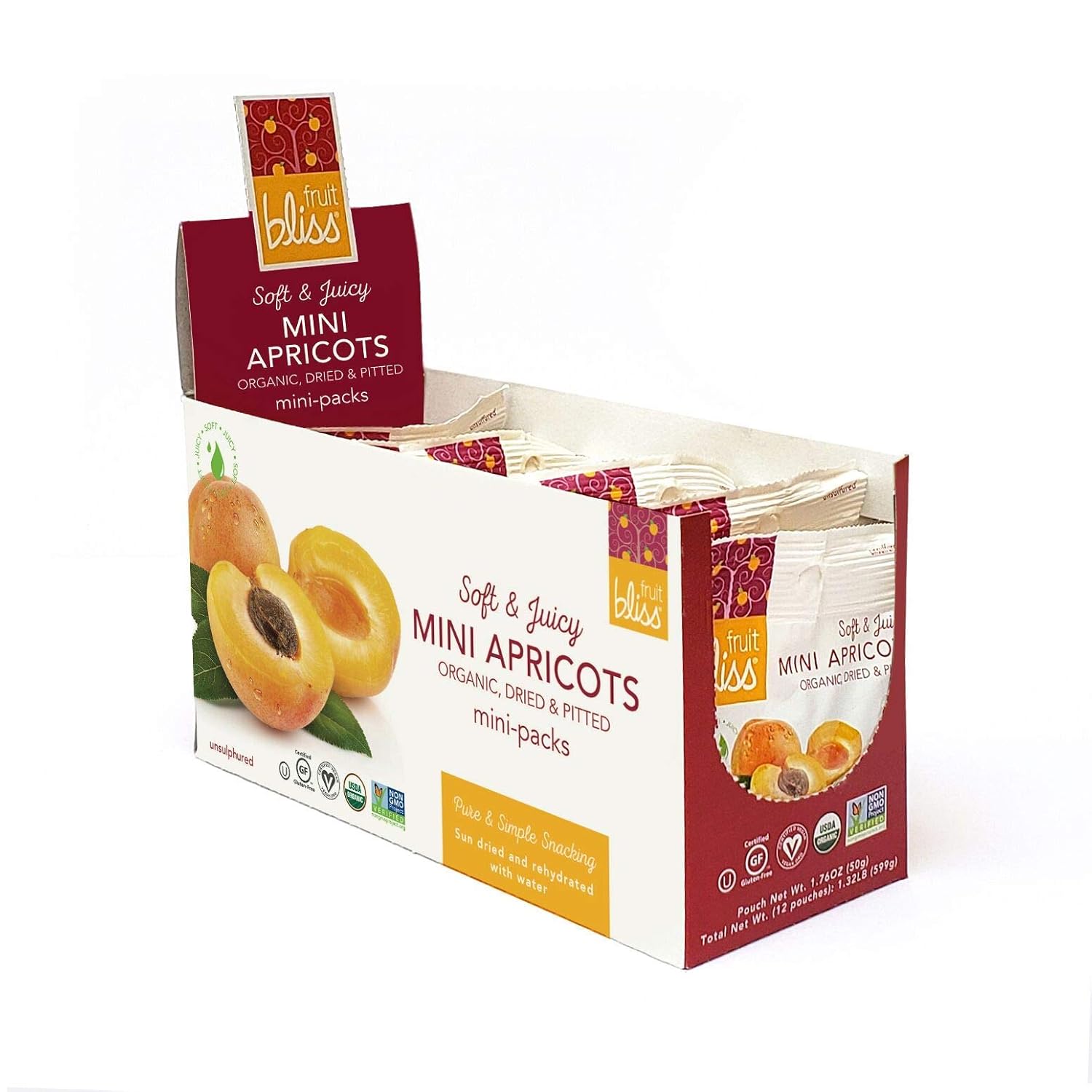 Unsulfured Turkish Apricots - Organic Apricots Dried Fruit Snacks - Healthy Snacks for On the Go & Post Workout Snacks - Non-GMO, Gluten-Free, Dried Apricot Fruit Snacks (12 Mini Pack – 1.76 oz. each