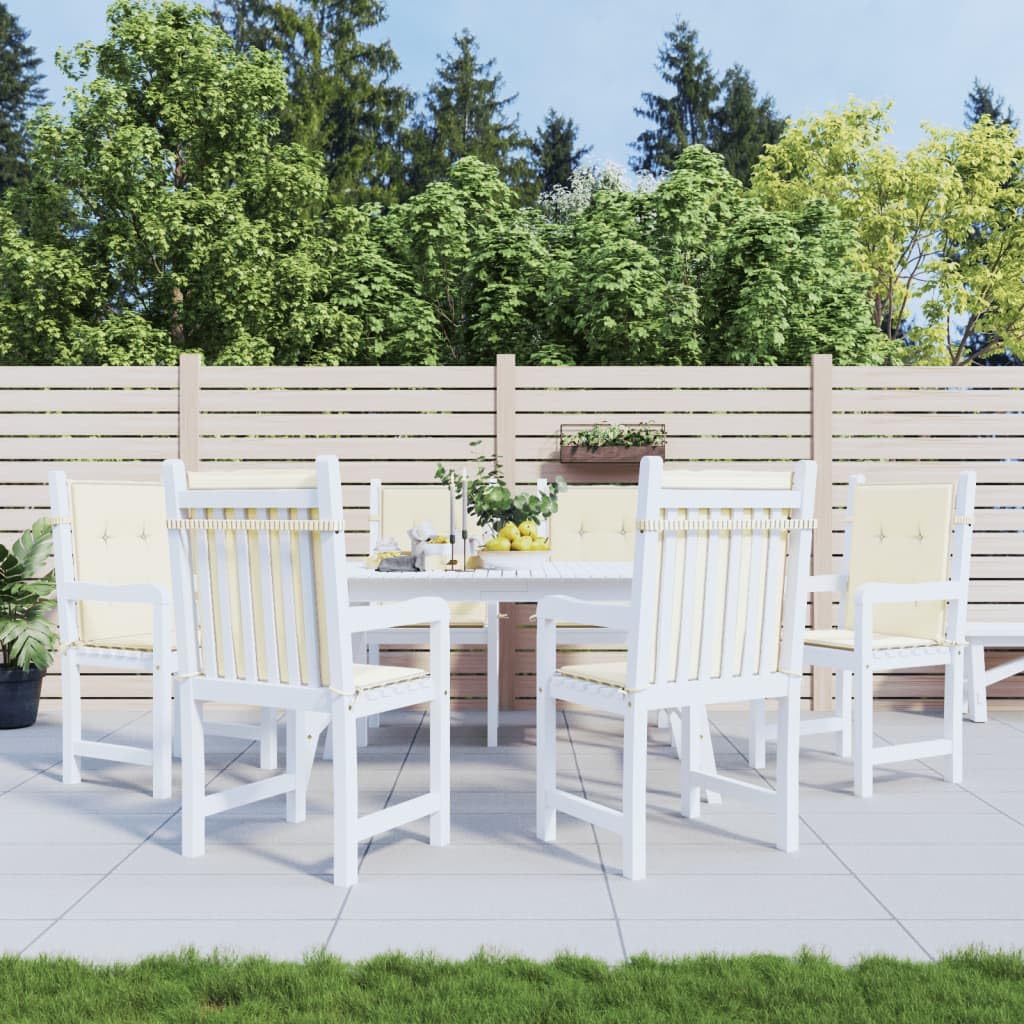 vidaXL Lot de 6 Coussins de Chaise de Jardin à Dossier Bas, Coussins de Siège de Patio, Coussins de Canapé de Jardin, Coussins d'Assise Extérieur, Crème