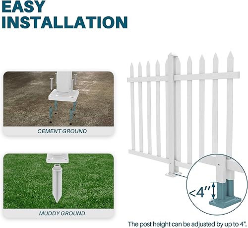 Miniatura 4 de Coarbor 4 juegos de paneles de valla de vinilo de 84 x 36 pulgadas, PVC blanco, valla decorativa para jardín, patio, al aire libre, barrera para