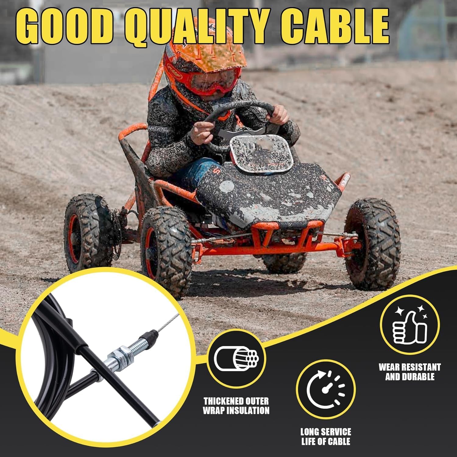 84 inch Go Kart Throttle Cable Kit for Coleman Go Kart Parts KT196 Predator 224cc 212cc 196cc 6.5HP Engine Off Road Gas Powered Go Kart Cart Hisun HS200GK