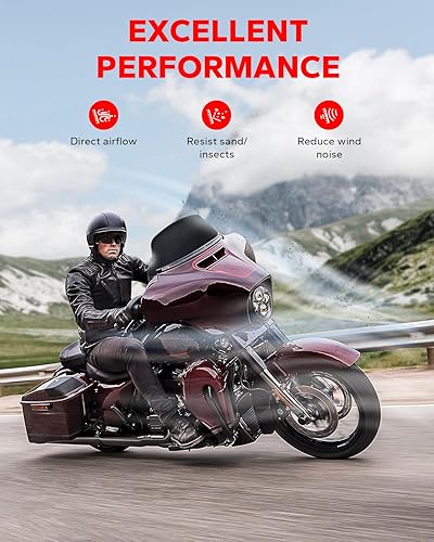 Miniatura 41 de Amazicha Parabrisas ondulado negro de 7 pulgadas compatible con Harley Davidson Touring Street Glide/Electra Glide/Ultra Limited/Tri Glide FLHT FLHX