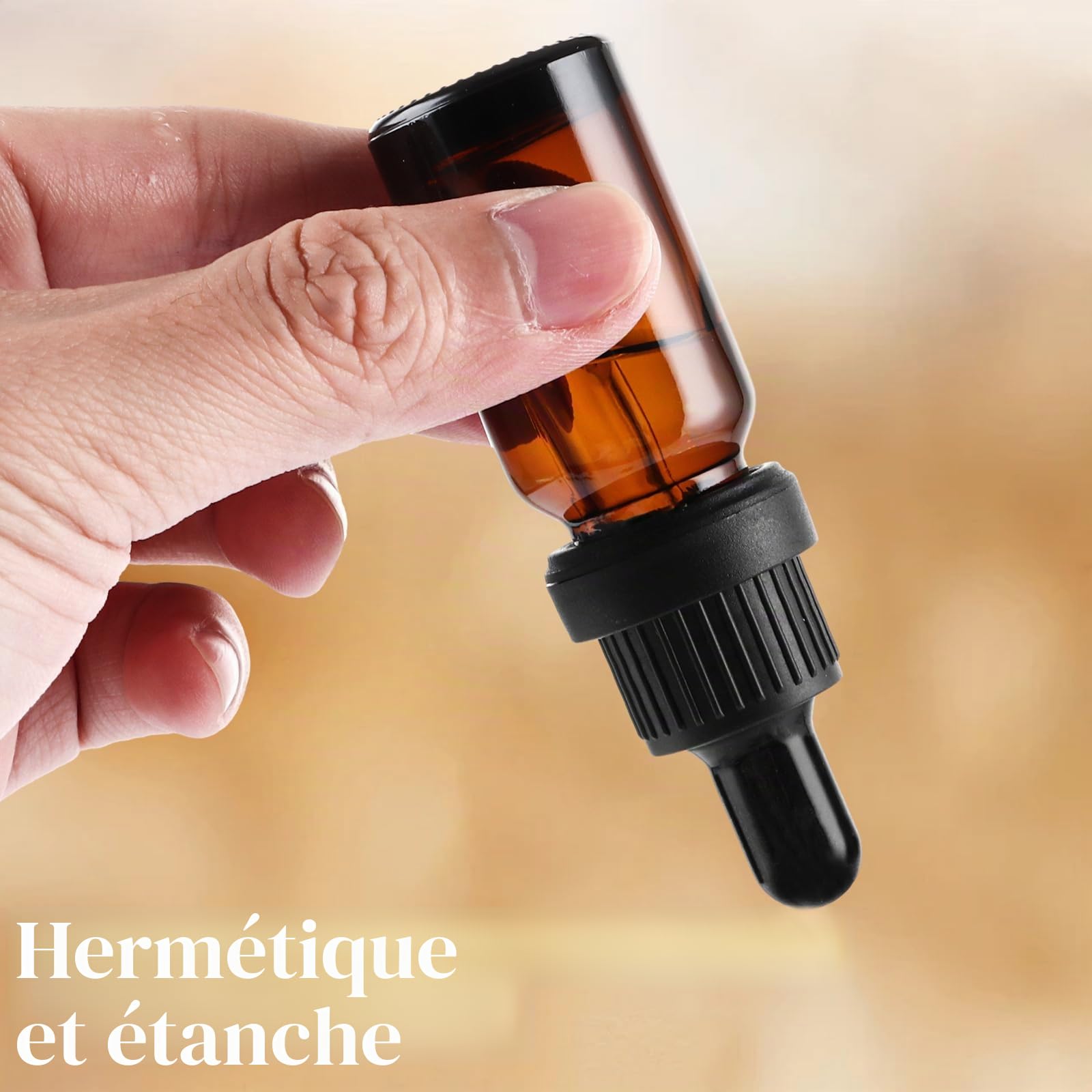 Lot de 48 flacons compte-gouttes 10 ml, flacon en verre brun avec compte-gouttes, flacon en verre avec pipette, flacon en verre brun pour huiles essentielles, huiles parfumées, aromathérapie