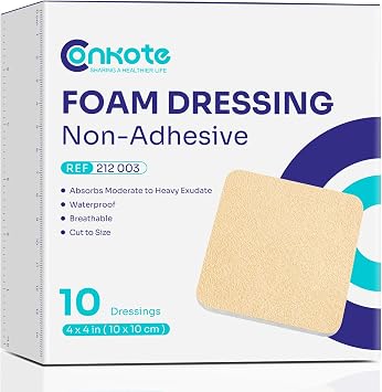 Conkote Foam Dressings Non-Adhesive Pads for Exudating Wounds 4"x4" 10 Pack
