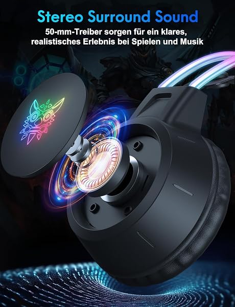 Cat Ear Gaming Headphones with Detachable Ears, RGB, 7.1 Surround Sound – Over-Ear Headphones with Microphone, Lightweight & Comfortable for Kids/Adults, Compatible with PC, PS4/PS5, Xbox One Series - 2