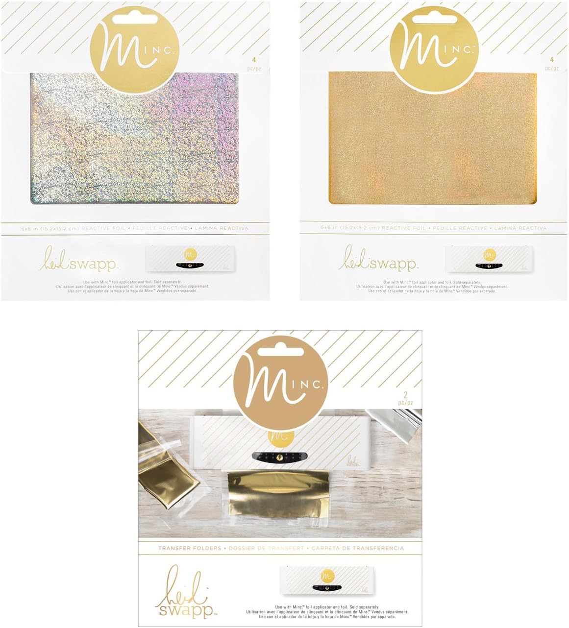 Heidi Swapp - Mini Minc - Transfer Folders & Holographic Gold and Silver Reactive Foil Sheets