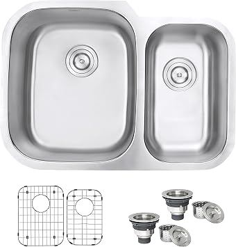 Ruvati 29-inch Undermount 60/40 Double Bowl 16 Gauge Stainless Steel Kitchen Sink - RVM4500