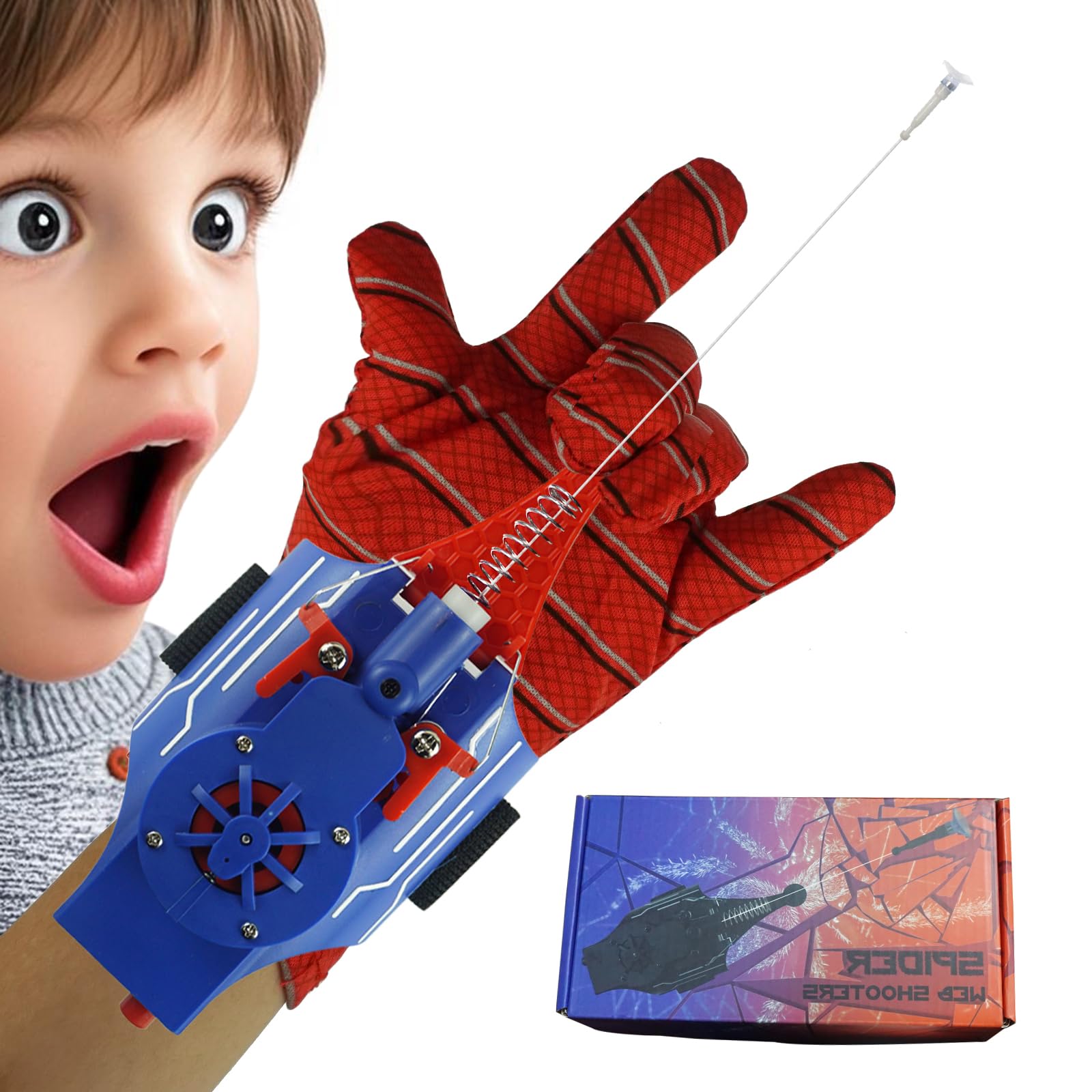 HNCSFW Spider Silk Launcher for Kids,Web Shooters- USB Type c Charging, Launch Distance 8ft - Can Grab Small Objects-Variety of Play Modes (Blue)