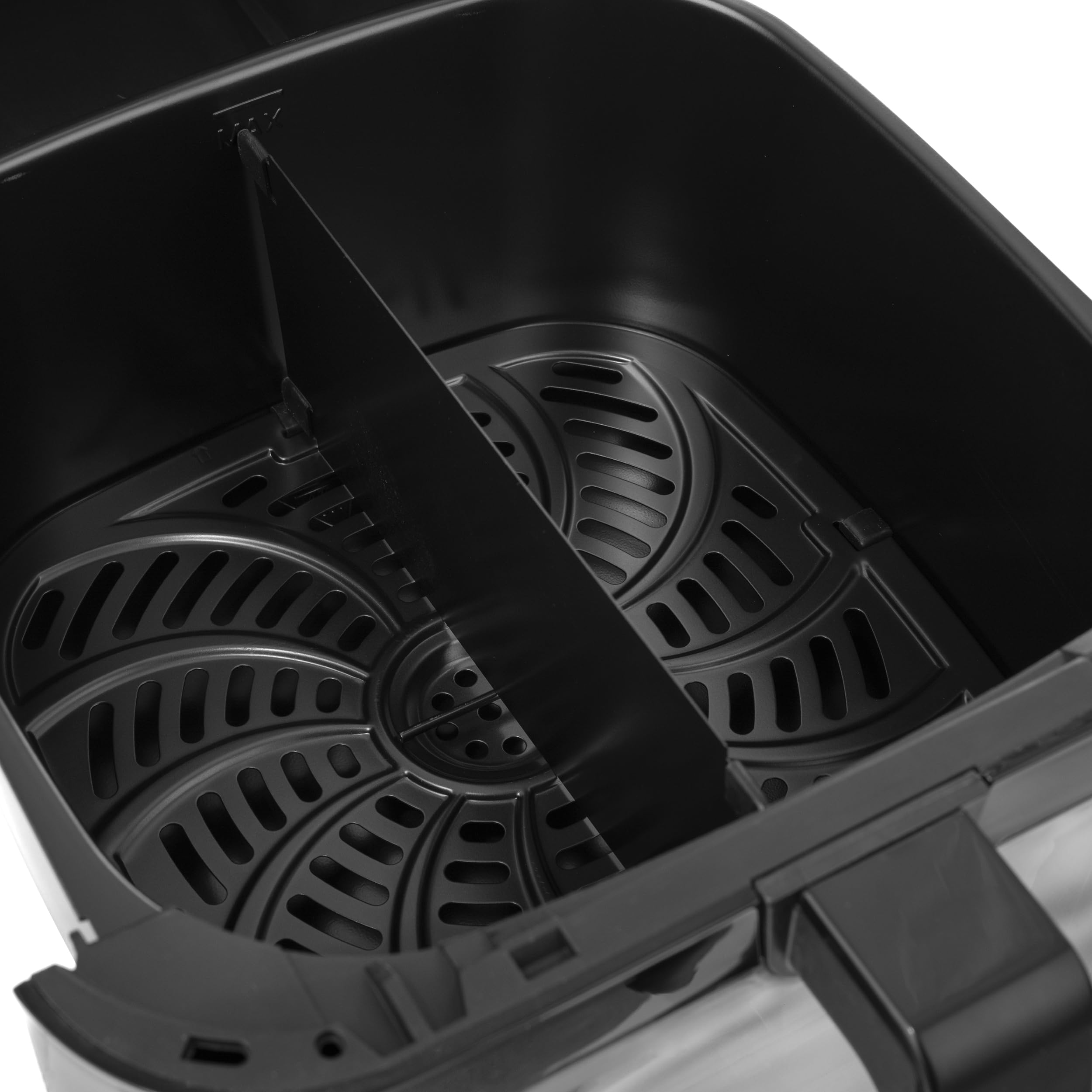 LEHMANN Friggitrice ad Aria 8 Litri, Air Fryer XXL con Inserto Divisorio per Doppio Scomparto, Finestra di Visualizzazione, 12 Programmi & Regolazione Manuale 76–200°C, Lavabile in Lavastoviglie