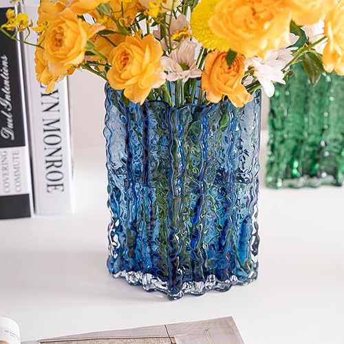 Miniatura 6 de Jarrón de vidrio para centros de mesa, florero en forma de diamante para flor, moderno jarrón de vidrio glaciar para el hogar, oficina, restaurante,