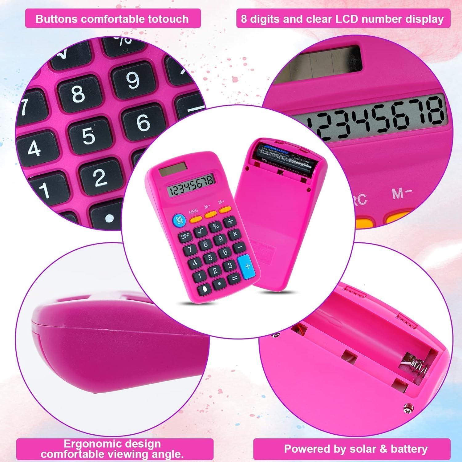 20 Pack Pocket Calculator,Mini Calculators,Pocket Size Basic Calculators,Solar Battery Dual Power Desktop Calculators,8 Digit Display Basic Calculator for Students Kids Home Office(Multicolor)