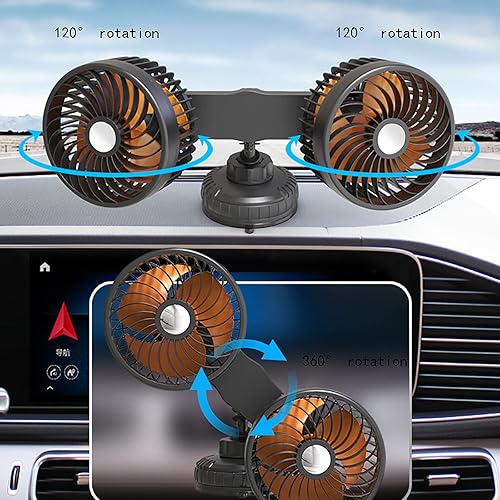 Miniatura 4 de Ventilador de coche de refrigeración USB Ventilador eléctrico ajustable multiángulo giratorio doble cabeza ventiladores de aire que soplan aire frío