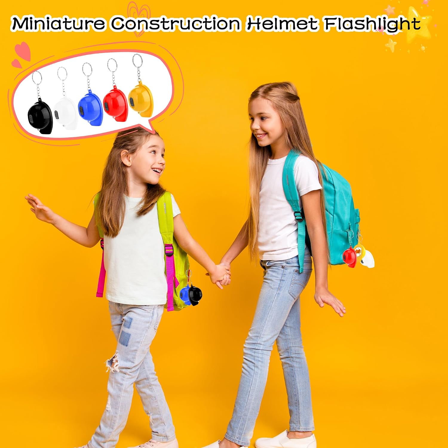 30 Pack Mini Construction Hat Flashlight Keychain Small Helmet Flashlight Key chain Yellow Safety Hat Keychain for Birthday Christmas Construction Themed Party Supplies (Color Set 2) image 4