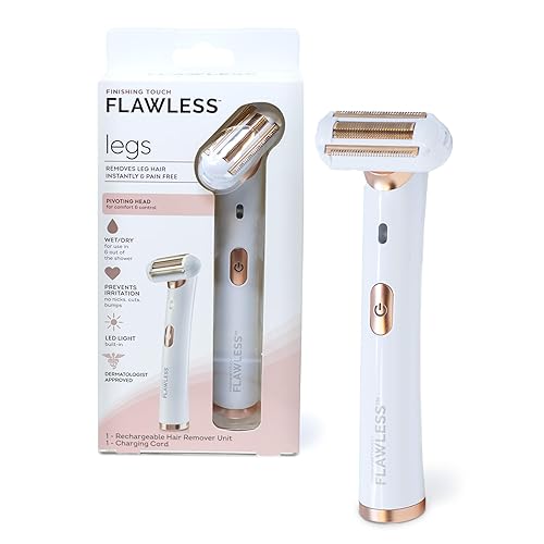 Finishing Touch Flawless Piernas, maquinilla de afeitar eléctrica para mujeres, removedor de vello de cabeza y pierna pivotante con luz LED para