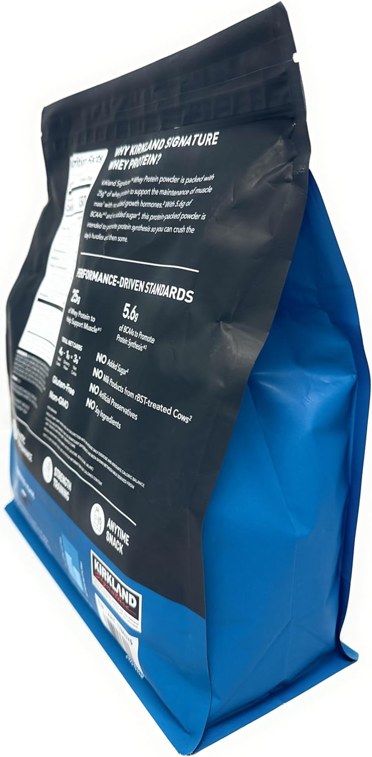 Kirkland Signature Whey 25g Protein,1g sugar,5.6g BCAAs,about 70 Servings Creamy Chocolate Flavorted