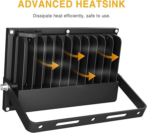 Miniatura 6 de Onforu Paquete de 2 luces LED de inundación para exteriores, equivalente a 500 W, 4500 lúmenes, luz de seguridad súper brillante, luz de día de 6000