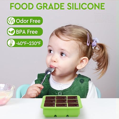 Miniatura 5 de Bandeja para cubitos de hielo con tapa (9 x 2 unidades), bandejas pequeñas para cubitos de hielo, bandejas de silicona para congelador, molde para