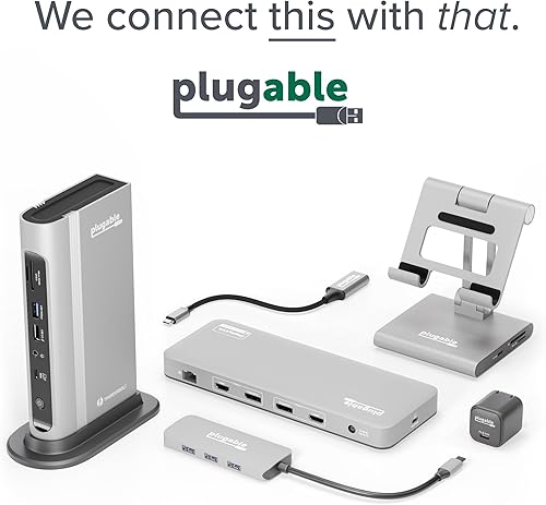 Miniatura 7 de Plugable Adaptador de monitor dual para sistemas macOS M1M2M3M4, Windows, ChromeOS. Amplia compatibilidad Thunderbolt, USB-C, adaptador USB 3.0 a