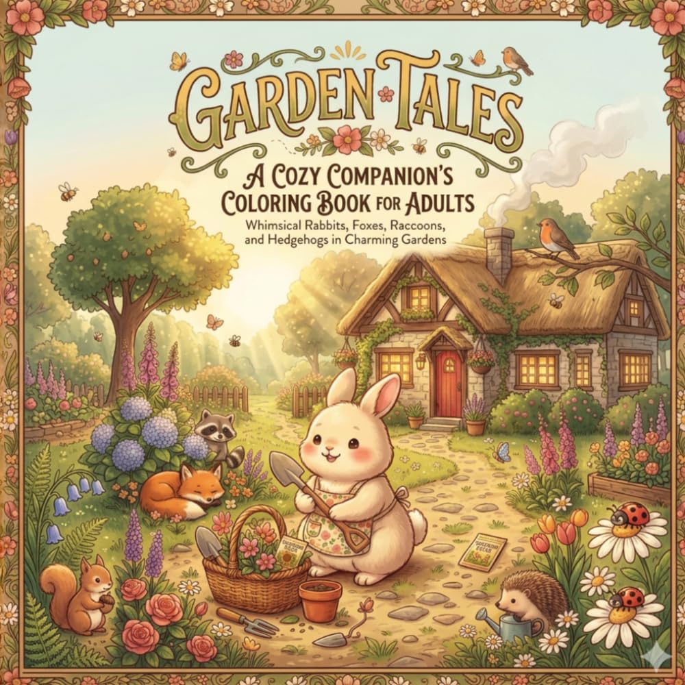 Spring Garden Tales: Whimsical Rabbits, Foxes, Raccoons, Bears, and Hedgehogs in Charming Gardens