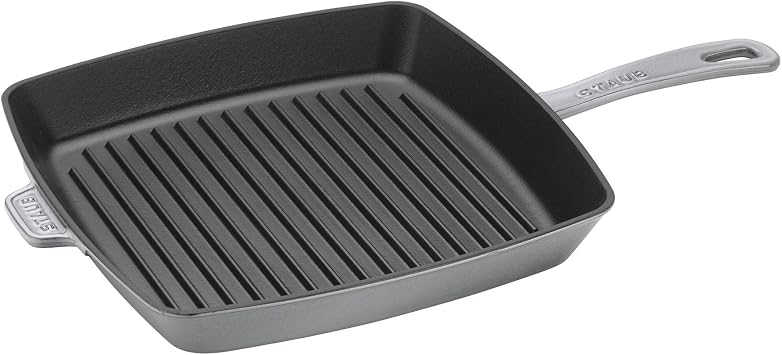 Staub Cast Iron 12-inch Square Grill Pan - Graphite Grey, Made in France