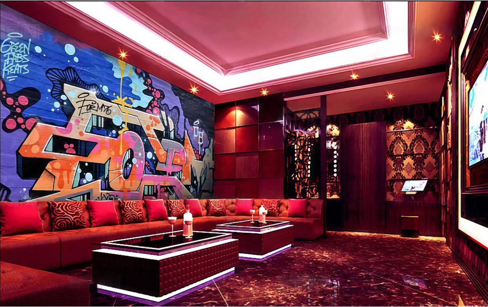 rskjdghshd Wallpaper Personalized Brick Wall Fashion Street Graffiti Nightclub Theme Bar Western Restaurant Background Wall Mural Afternoon Tea Coffee Shop Wallpaper,3D,350x245cm