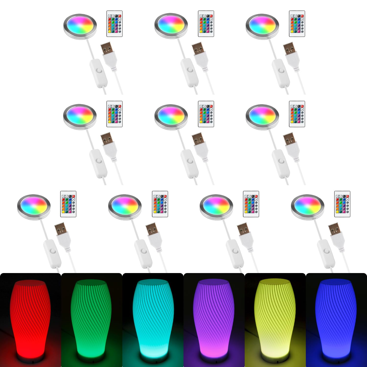 3 Set 3D Printer LED Lamp Kit 001 Remote Contorl with RGB Color, Compatible with Bambu lab H2D/A1/A1mini/P1S/P1P/X1C Makerworld Maker's Supply Hardware kit 5V USB Powered, RGB Color