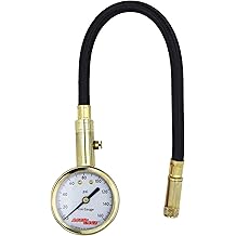 Accu-Gage Tire Gauge 0-160 PSI Tire Pressure Gauge with 11 in Braided Air Hose Straight Air Chuck - ANSI Certified/Bleeder Valve for Motorcycle/Car/Truck Tires