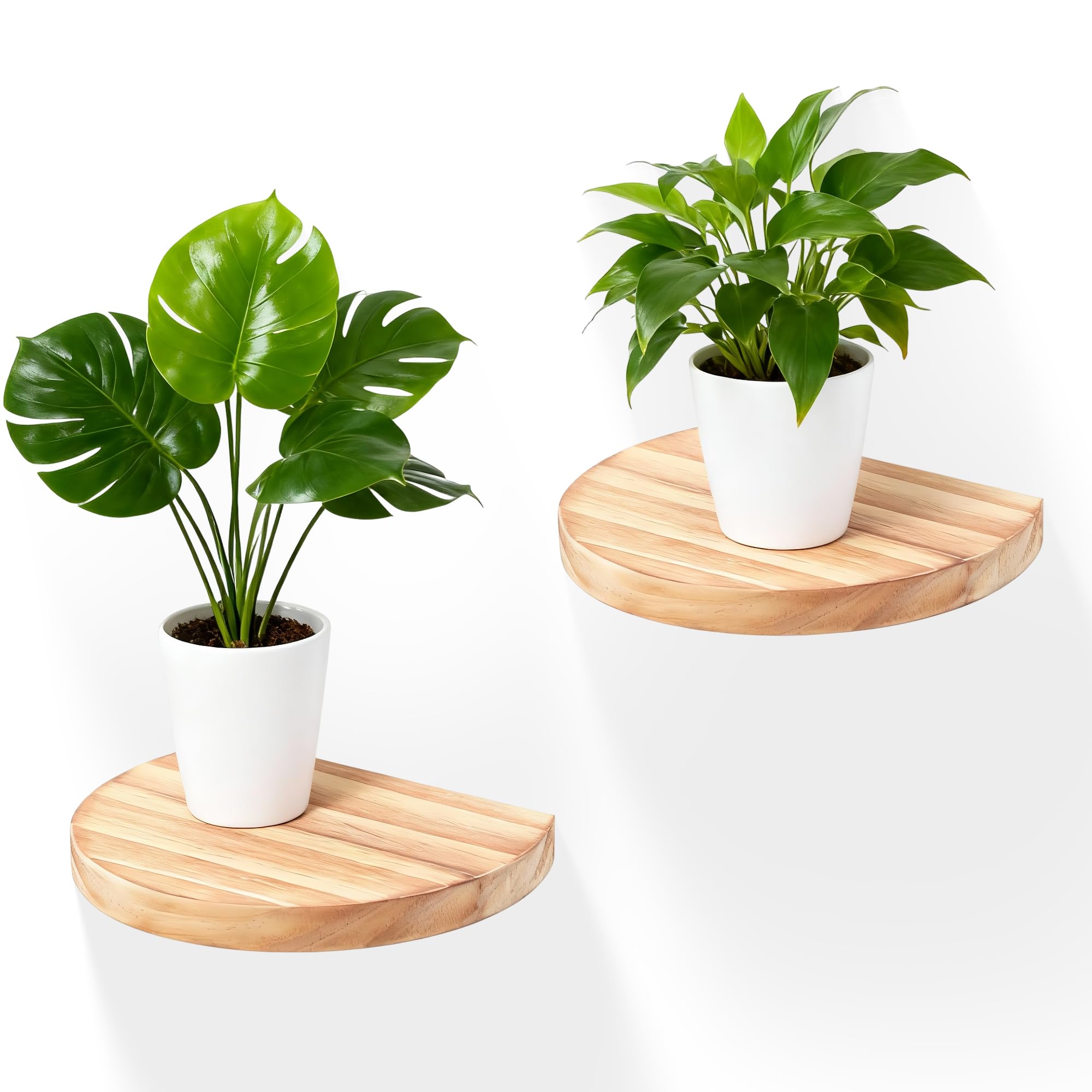 MIHORLIFE 15.2X11.5cm Wooden Round Floating Shelves, Compact Style Mini Wall Shelf for Small Objects, Hanging Wall Shelf Decoration for Bedroom, Living Room, Set of 2(Carbonized Black)