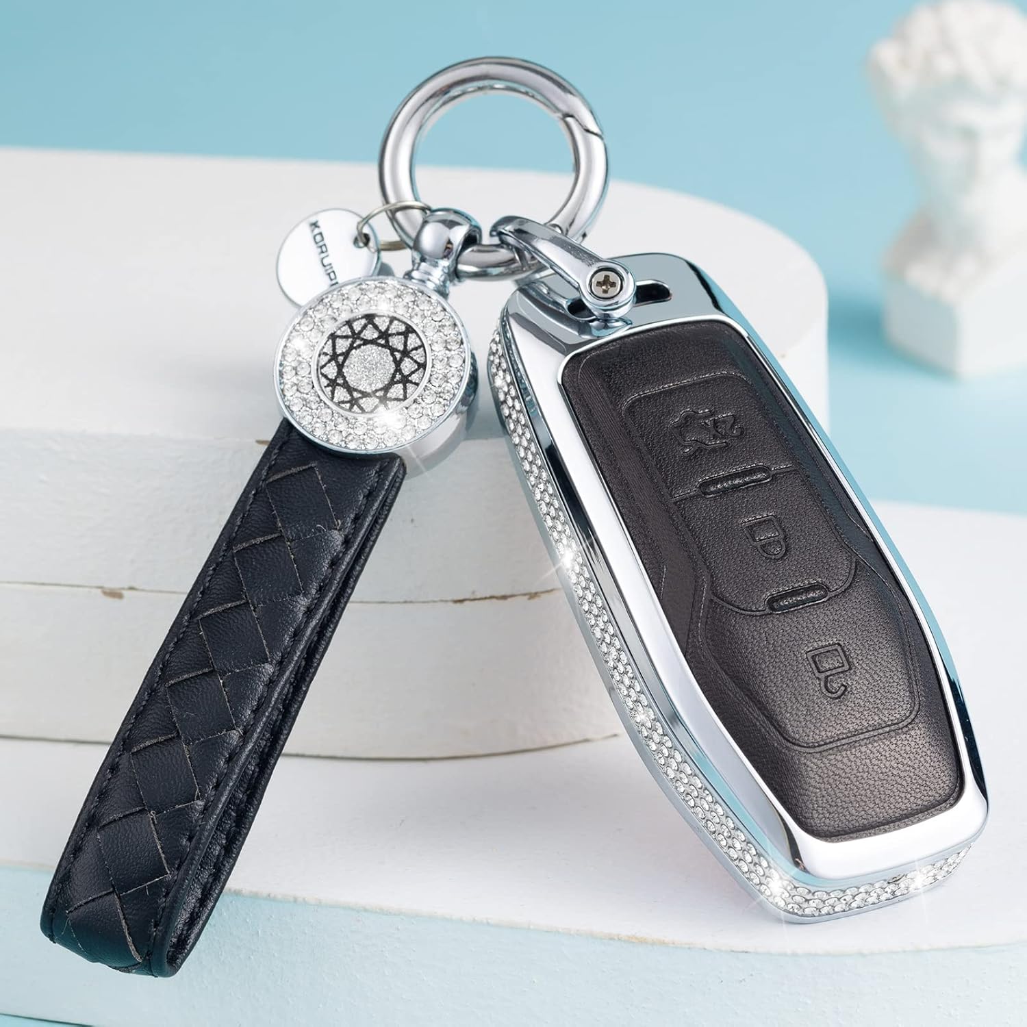 for Ford Key Fob Cover with Keychain, Black
