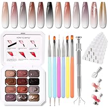 Sponge Pat Gel Nail Polish Palette, 12 Colors Blending Ombre Gel Polish Gradient Painting Nails Art, No Wipe, UV/LED Cured, 100Sponges 6Brushes 1Grabber Set 03