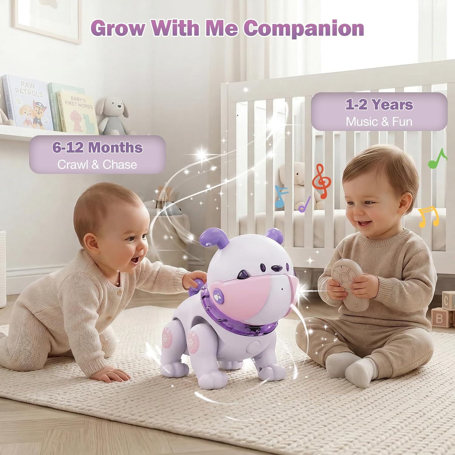 Baby Toys for 6-12 Months: Musical Crawling Dog Toy with Dancing, Recording & Lights, First Birthday Gift for Boys & Girls, Tummy Time Sensory Toy for Toddlers 1-3