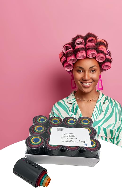 Hair Curler Roller Set/Set of 96 Stackable Rollers / 8 Size Rollers From Extra Small to Extra Large / 12 Rollers per Size - Hairdressing Curlers for Women - Curling Styling Tool