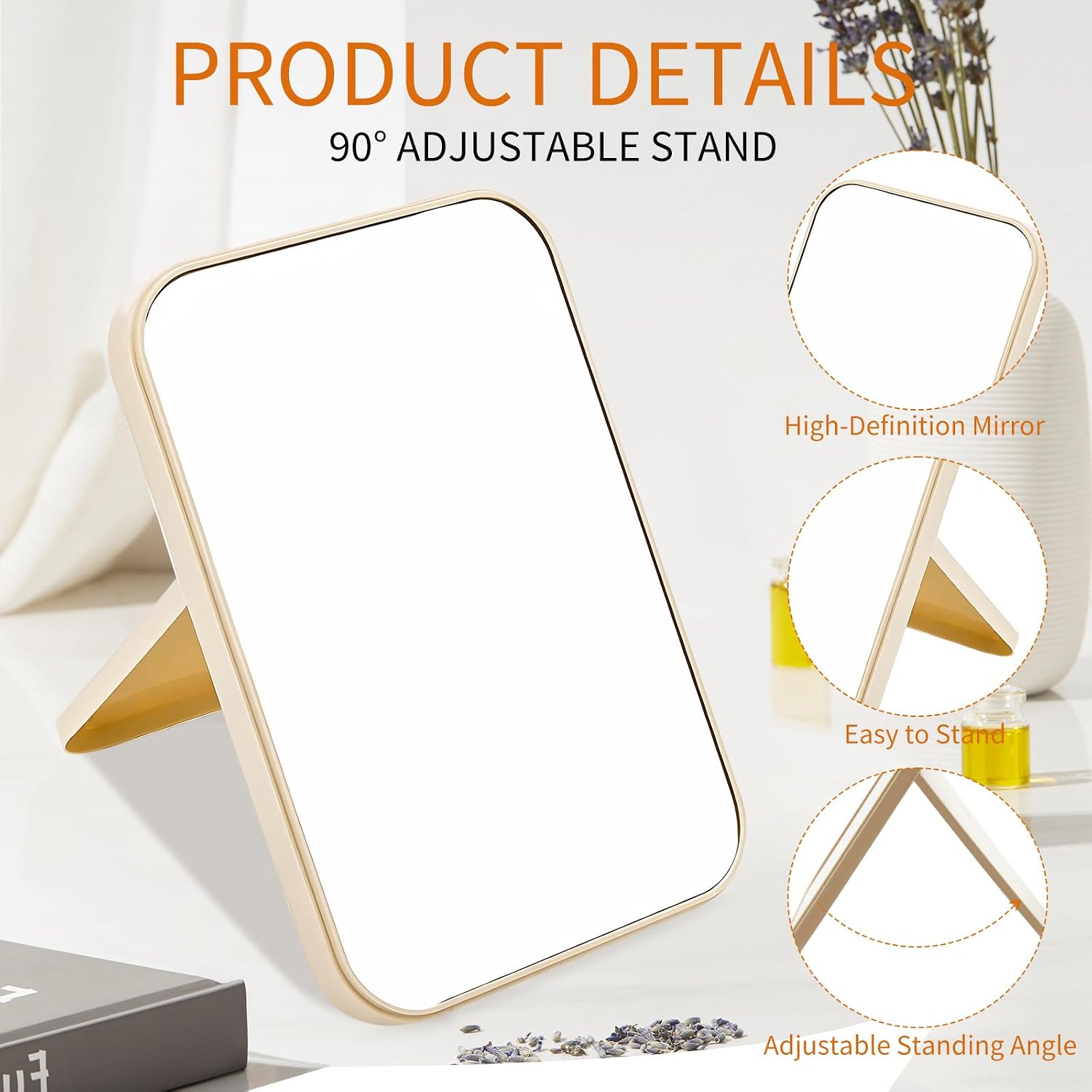 8 Pack Table Mirror with Stand, 8 Inch Portable and Foldable Desktop Makeup Mirror Bulk for Spa Party Supplies, Birthday, Women, Pink, Beige, Blue, Green