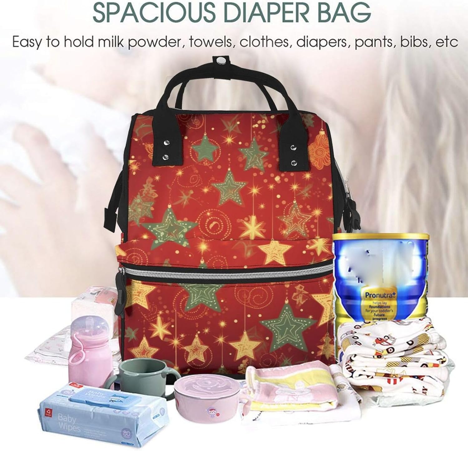 Christmas Diaper Bag Large Capacity Travel Backpack image 5