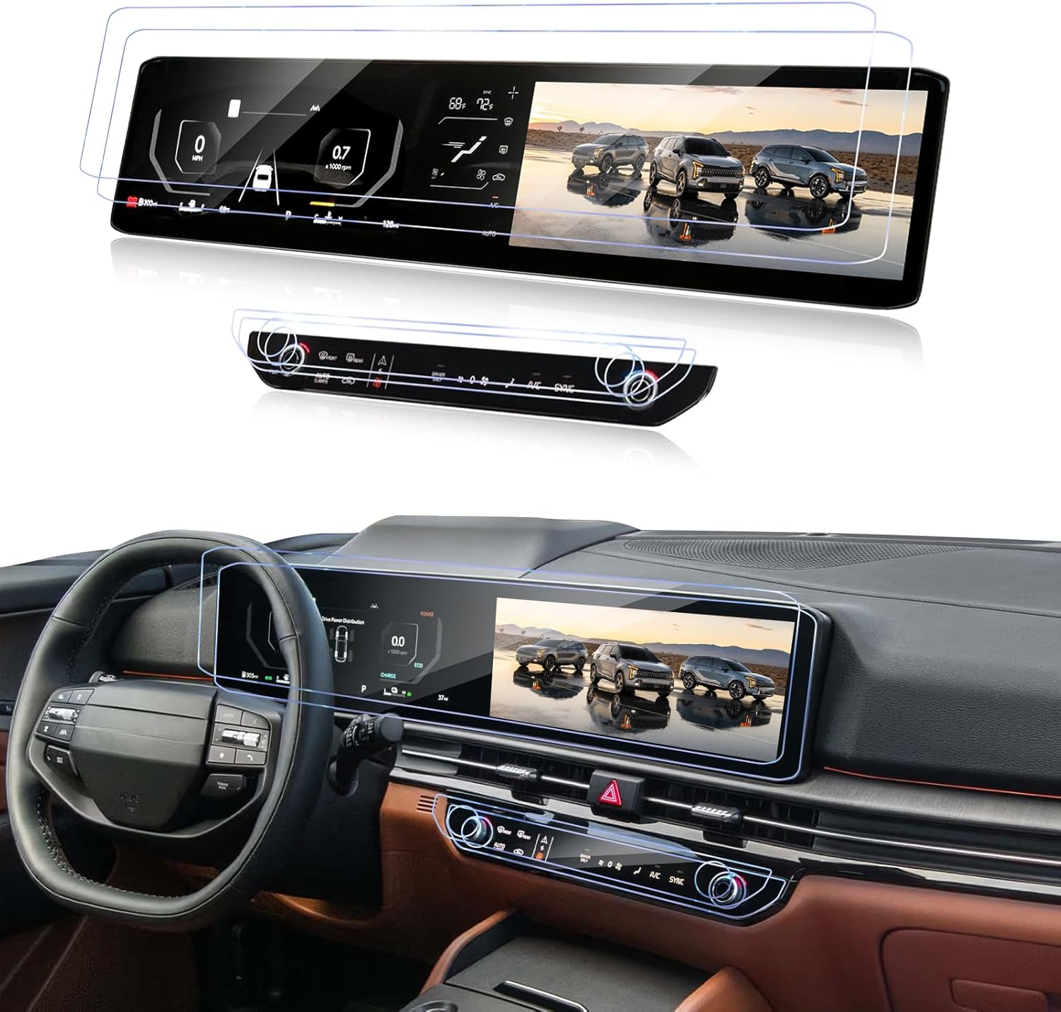 (Double Set) For 2026 Kia Sportage Screen Protector 12.3 Inch Navi & AC Air Conditioner for 2026 Kia Sportage (LX/EX/X-Line/SX/SX Prestige/X-Pro Prestige) Screen Protector for 2026 Sportage Hybrid Accessories