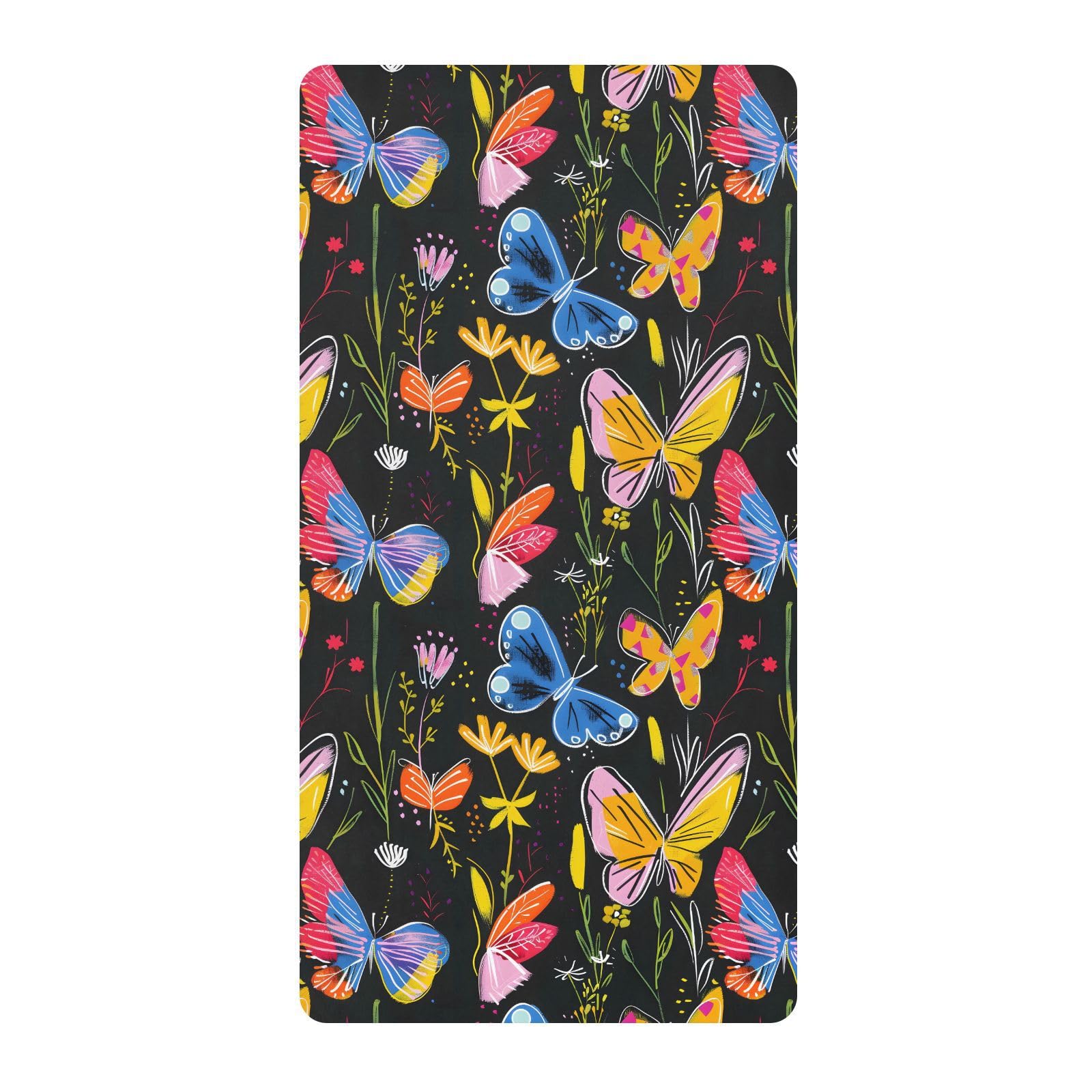 Drap-housse pour berceau de bébé Motif papillons sur l'herbe 71,1 x 132,1 cm
