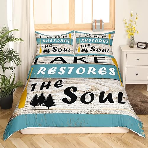 Miniatura 7 de Feelyou The Lake House - Juego de ropa de cama para niños y niñas, funda de edredón rústica de madera de granero para niños, niñas, decoración de