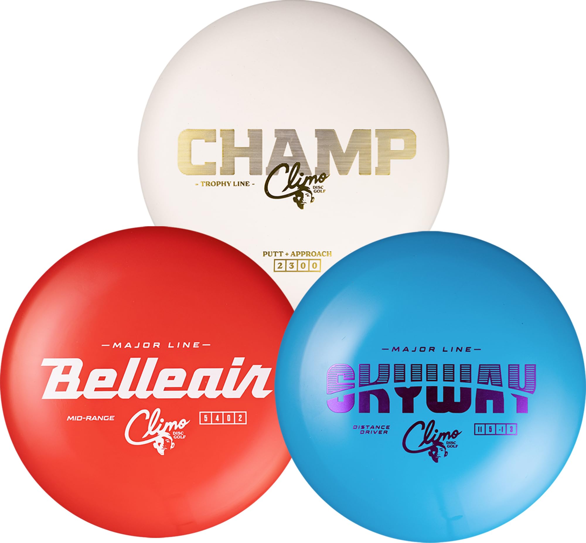 Climo Disc Golf Champ Putter 5-Pack - Trophy Line Plastic - Assorted Colors & Foils - 173+ Grams - Ken Climo 12X World Champion