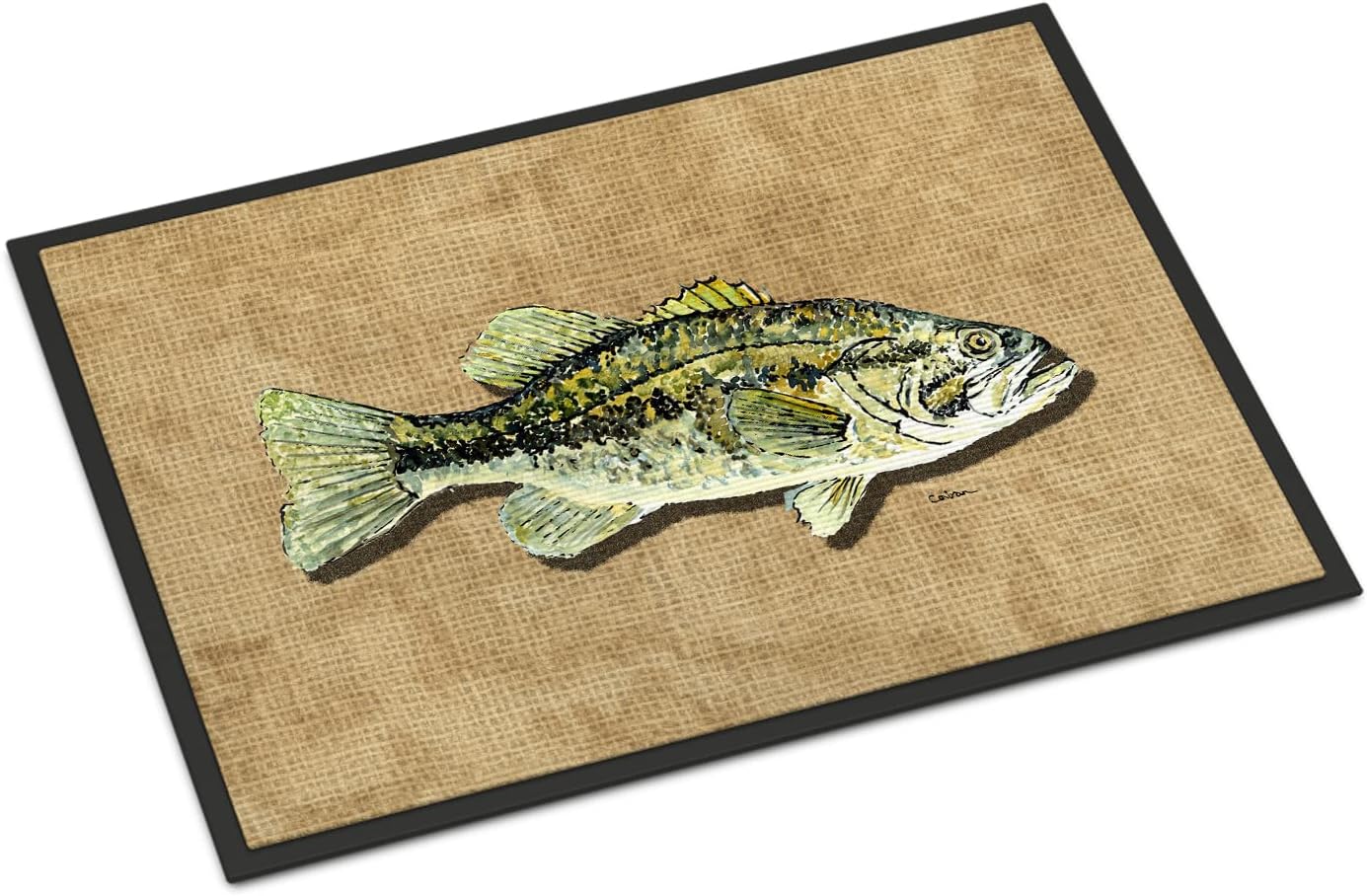 Caroline's Treasures 8806JMAT Small Mouth Bass Doormat 24x36 Front Door Mat Indoor Outdoor Rugs for Entryway, Non Slip Washable Low Pile, 24H X 36W