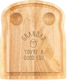 Engraved Egg and Toast Board 'Grandad You're a Good Egg'- Unique Birthday Christmas Gifts for Grandad from Grandkids Grandchildren - Egg Holder Cup