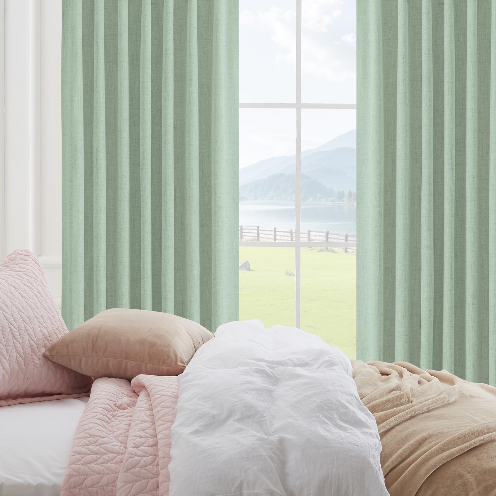 CUCRAF Juego de 2 paneles de cortinas 100 % opacas de 72 pulgadas de largo, trabillas traseras y bolsillo para cortinero para sala de estar, dormitorio, cortinas de oscurecimiento de habitación, con