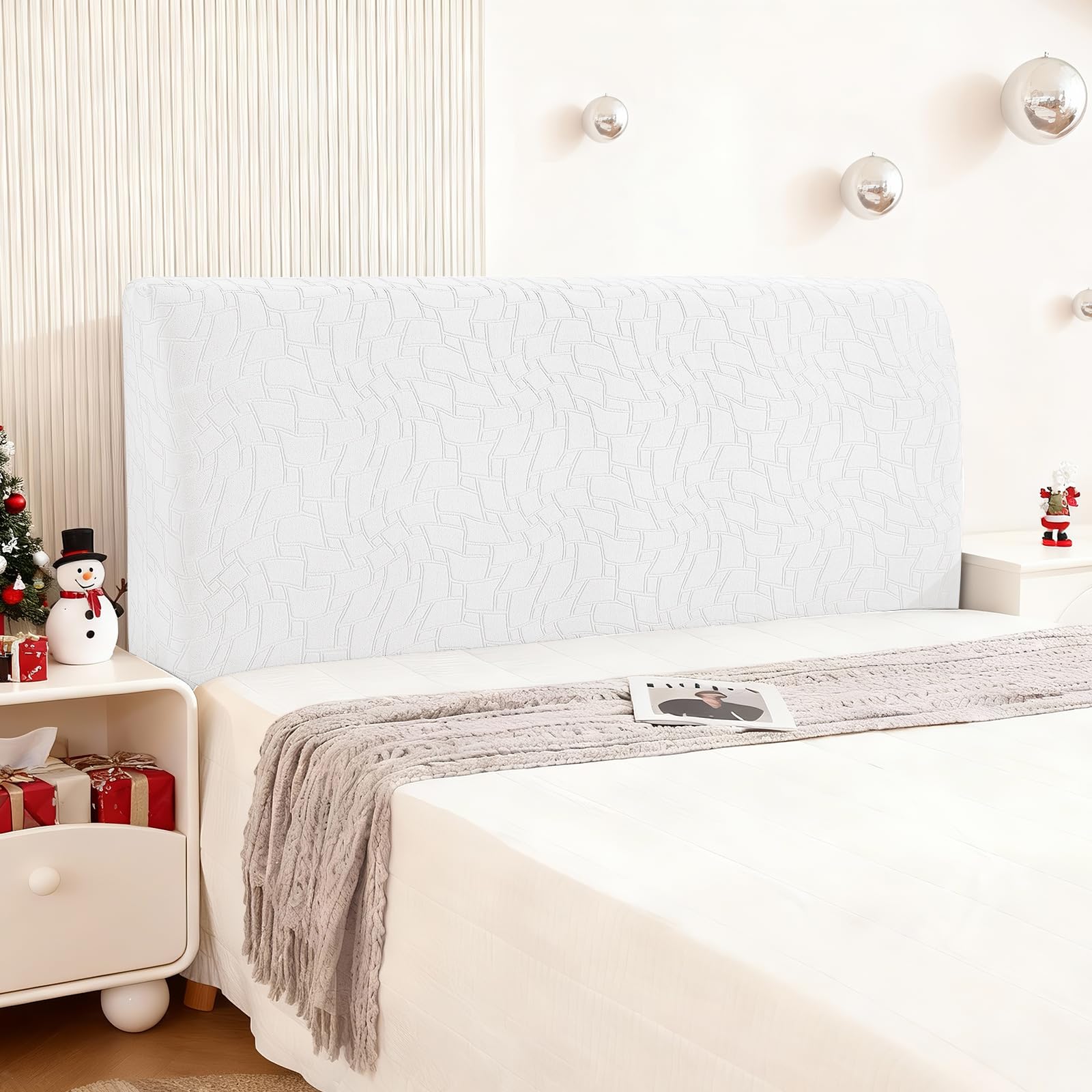 Ystyle Copri Testiera Letto, Copri Spalliera Letto Matrimoniale/Singolo Elasticizzata, Copertura Testata Letto Matrimoniale Lavabile, Headboard Cover Antipolvere Universale (180CM, Bianco Sporco)