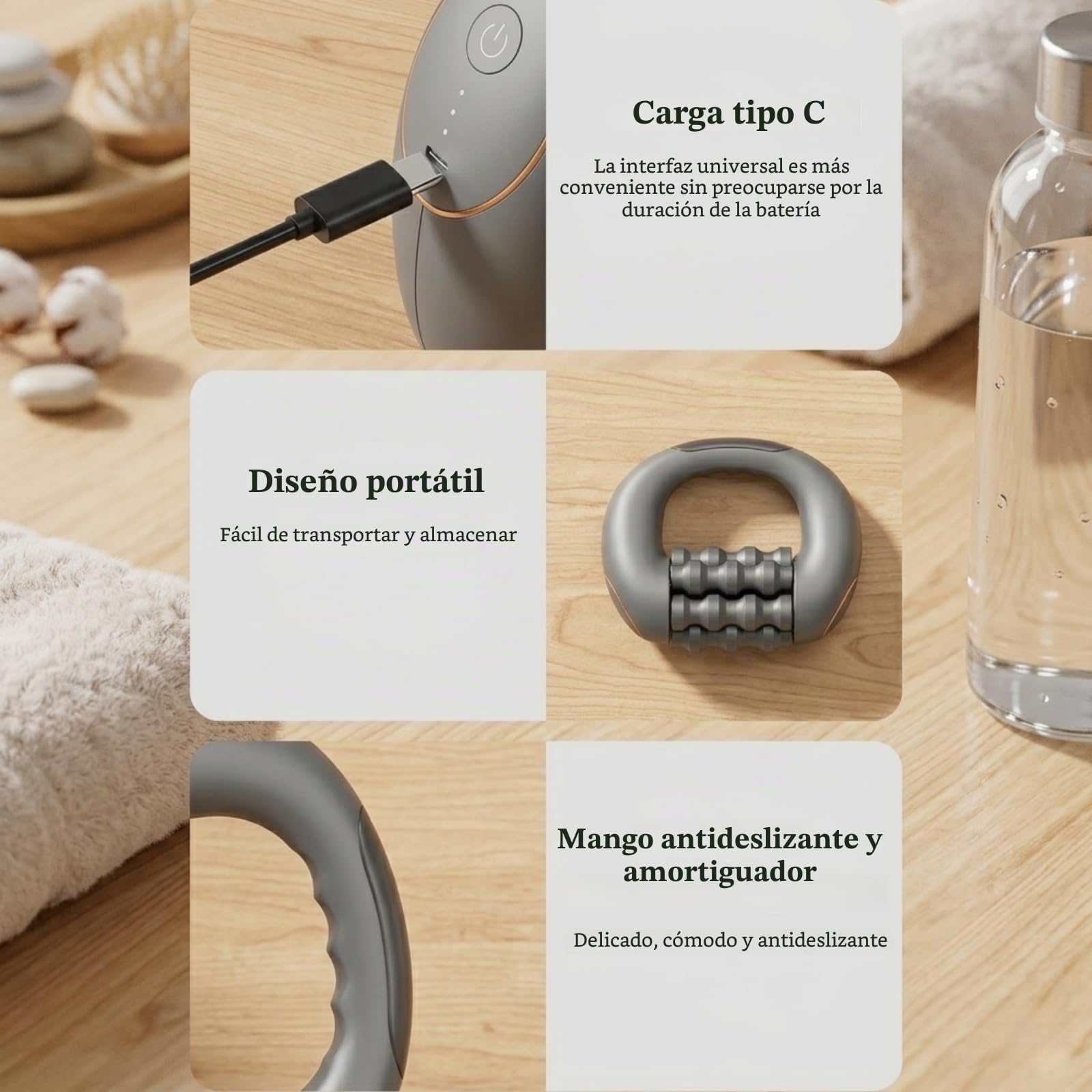Scult Roller - Masajeador de Rodillos Eléctrico Portátil, 3 Niveles de Intensidad, Alivia la tensión muscular, Masaje Profundo Piernas y Cuerpo