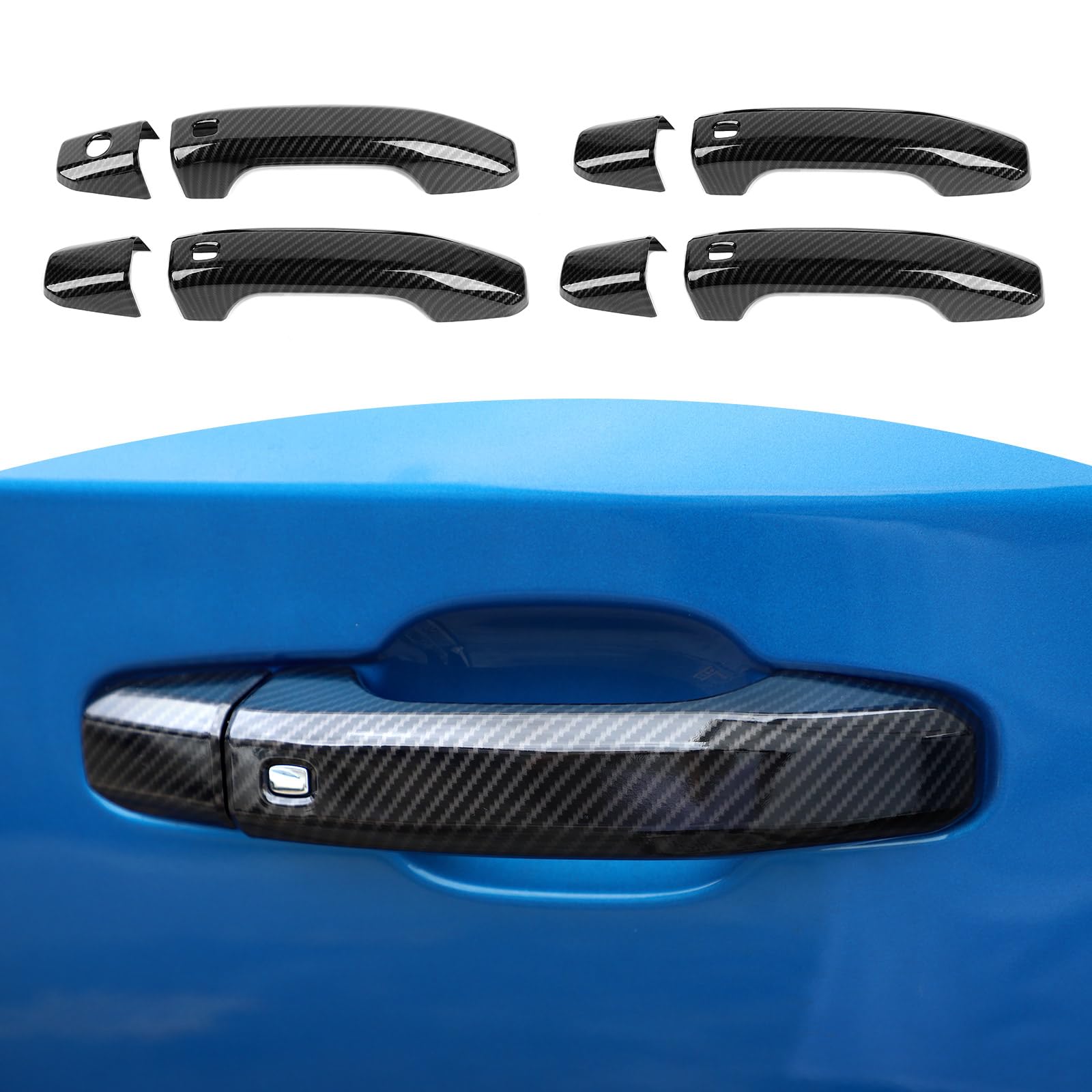 RT-TCZ for Silverado Door Handle Cover Trim Carbon Fiber for Chevy Tahoe 2021 Up Suburban 2020 Up Silverado 2019 Up for GMC Yukon 2021 Up Sierra 2019