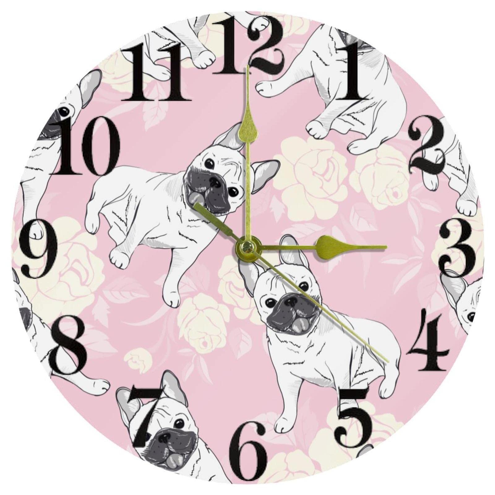 Horloge murale carlin blanc de 25,4 cm avec mécanisme silencieux à quartz rose