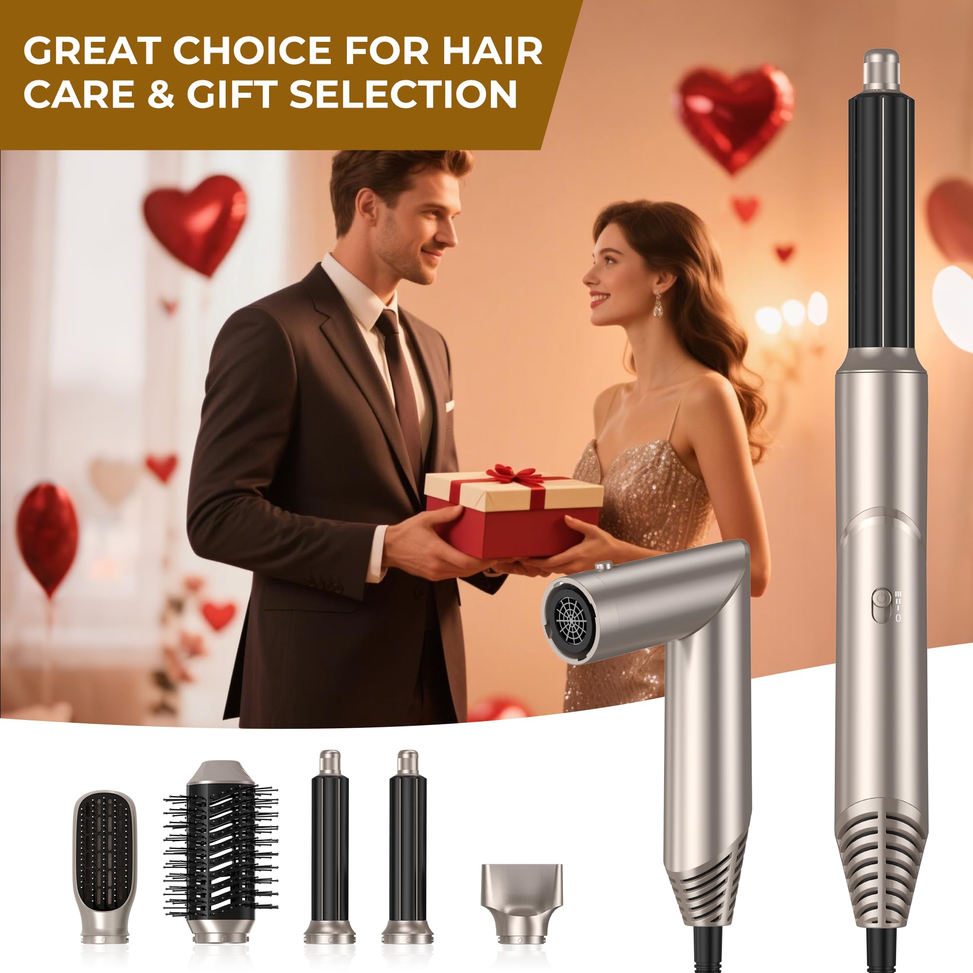 5 en 1 Air Brush Cepillo Soplante Airstyler Secador de pelo Iónico Hairstyler Plancha para rizos de aire multistyler Airbrush Cepillo de aire caliente Cepillo de peinado Kit de peluquería Hairstyler