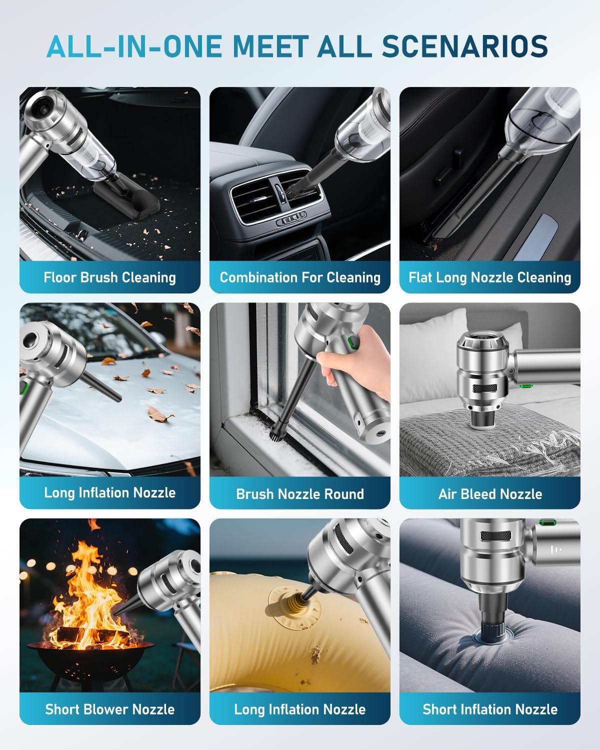 Car Vacuum,3 Suction Modes,Portable Mini Cordless Cleaner with 24000pa Suction Power,Type-C Charge,Handheld Vacuum for Home,Car,Birthday Gifts for Men Dad Husband (Titanium)