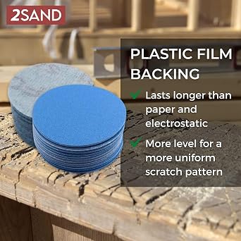 2SAND 3 inch Blue Film Backed Hook and Loop Sanding Discs 100-Pack - 80 Grit