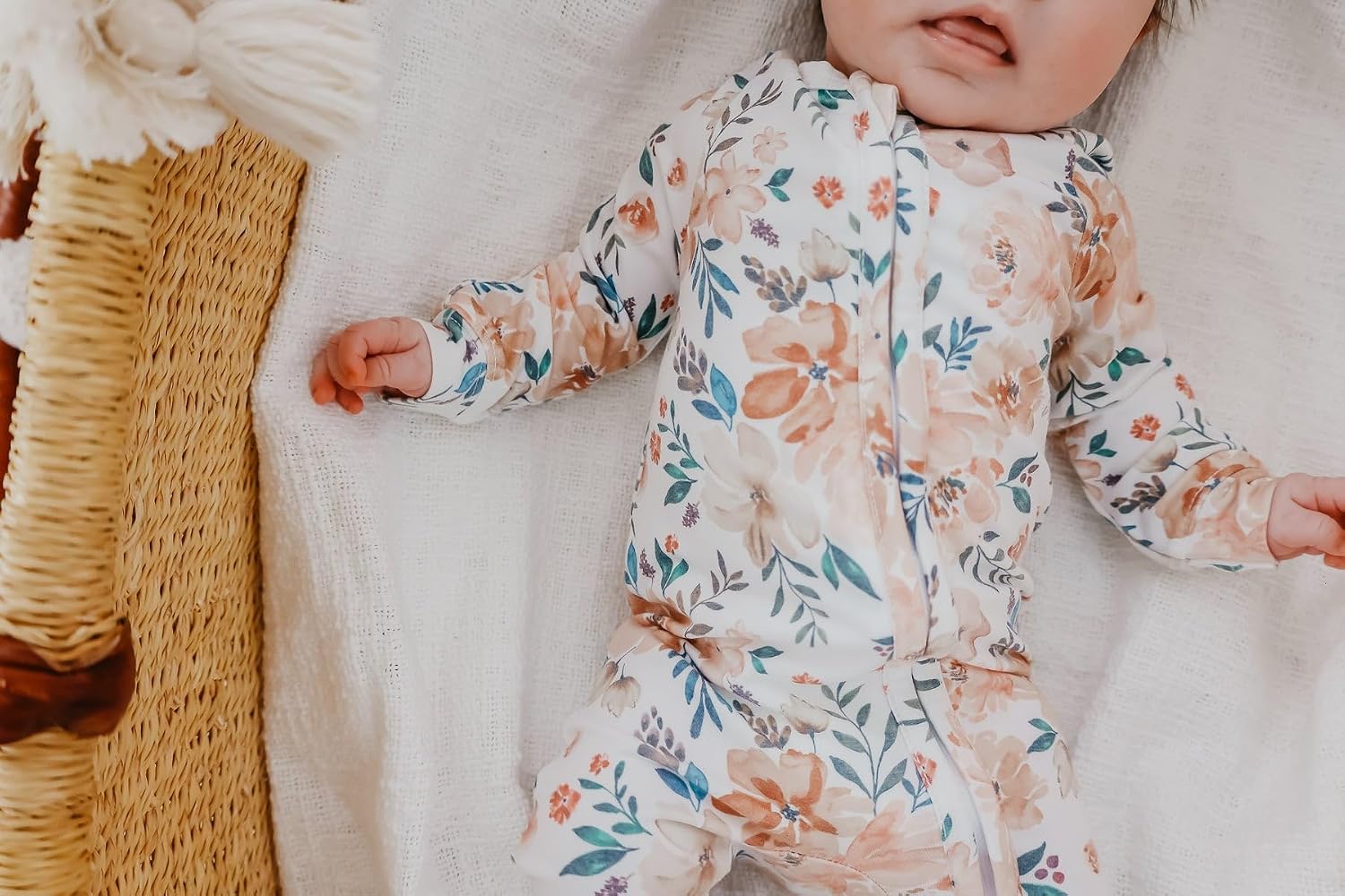 Copper Pearl Zip-Up Footie Baby Pajamas – Soft Newborn Onesies for Boys & Girls, Tag-Free with Two-Way Zipper Baby Sleepers for Newborn - 24 Months, Autumn