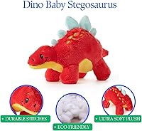 Vista 9 de The Petting Zoo ZOOLOGEE - Peluche de animal de peluche de estegosaurio para bebé, dinosaurio rojo de 11 pulgadas