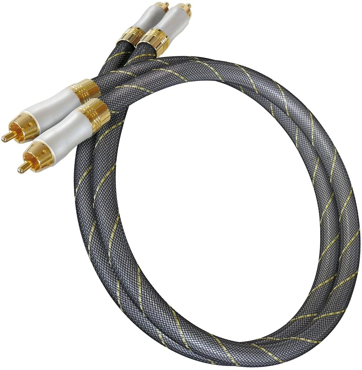Dynavox cavo stereo RCA di alta gamma, cavo RCA premium con schermatura multipla, rame ad alta purezza, connettori placcati in oro 24k, 0,6m